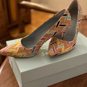 Dee Keller Chevron Rainbow Cork Pumps